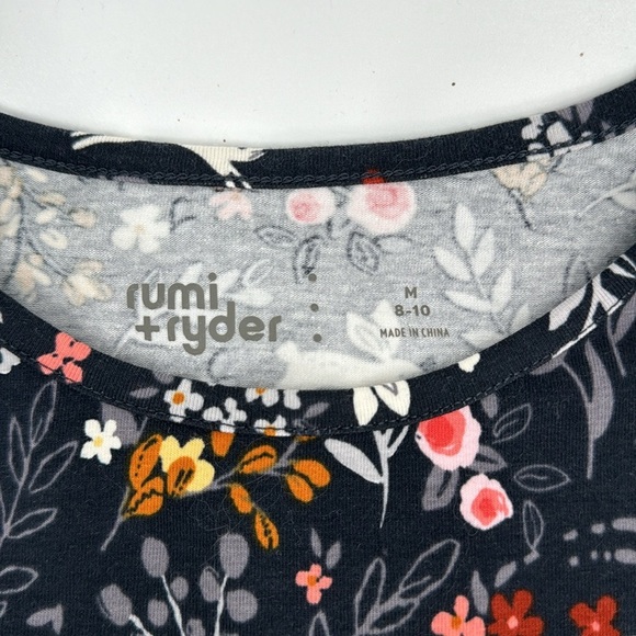 Girl Unicorn Fox Flora Black Flare Dress - Picture 4 of 8